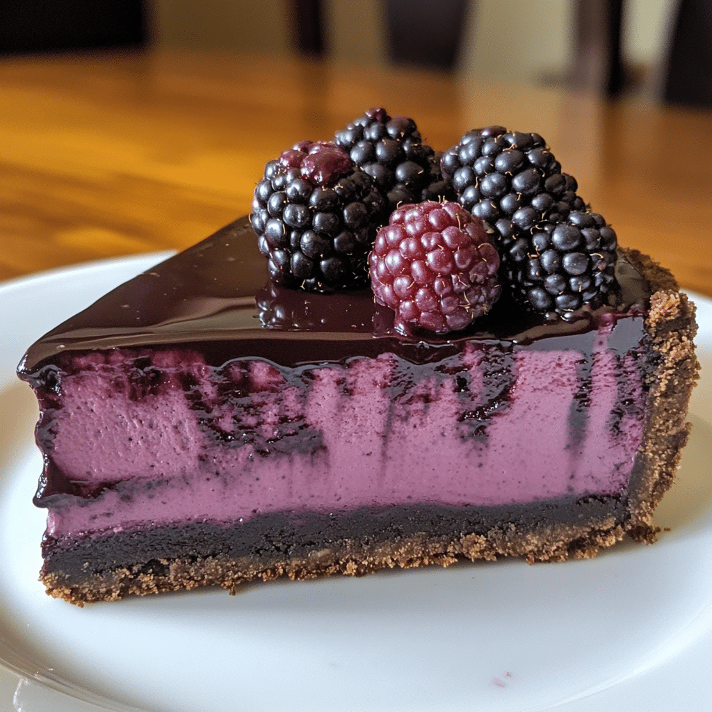 Dark chocolate blackberry cheesecake
