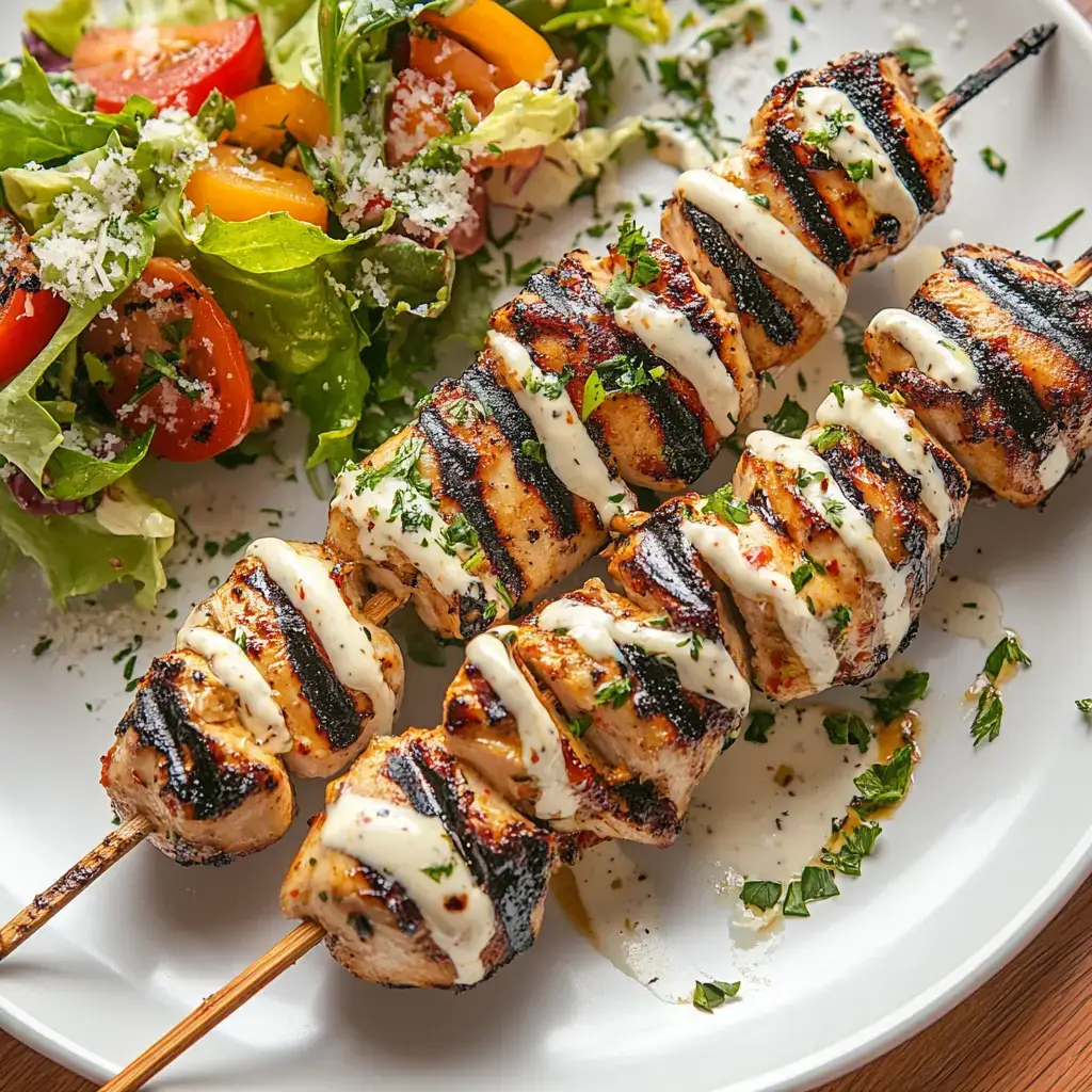 Grilled Ranch Garlic Parmesan Chicken Skewers