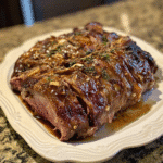 Slow-Roasted Garlic Honey Mustard Lamb