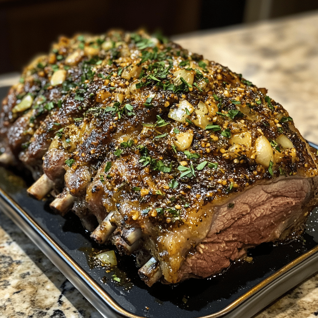 Slow-Roasted Garlic Honey Mustard Lamb