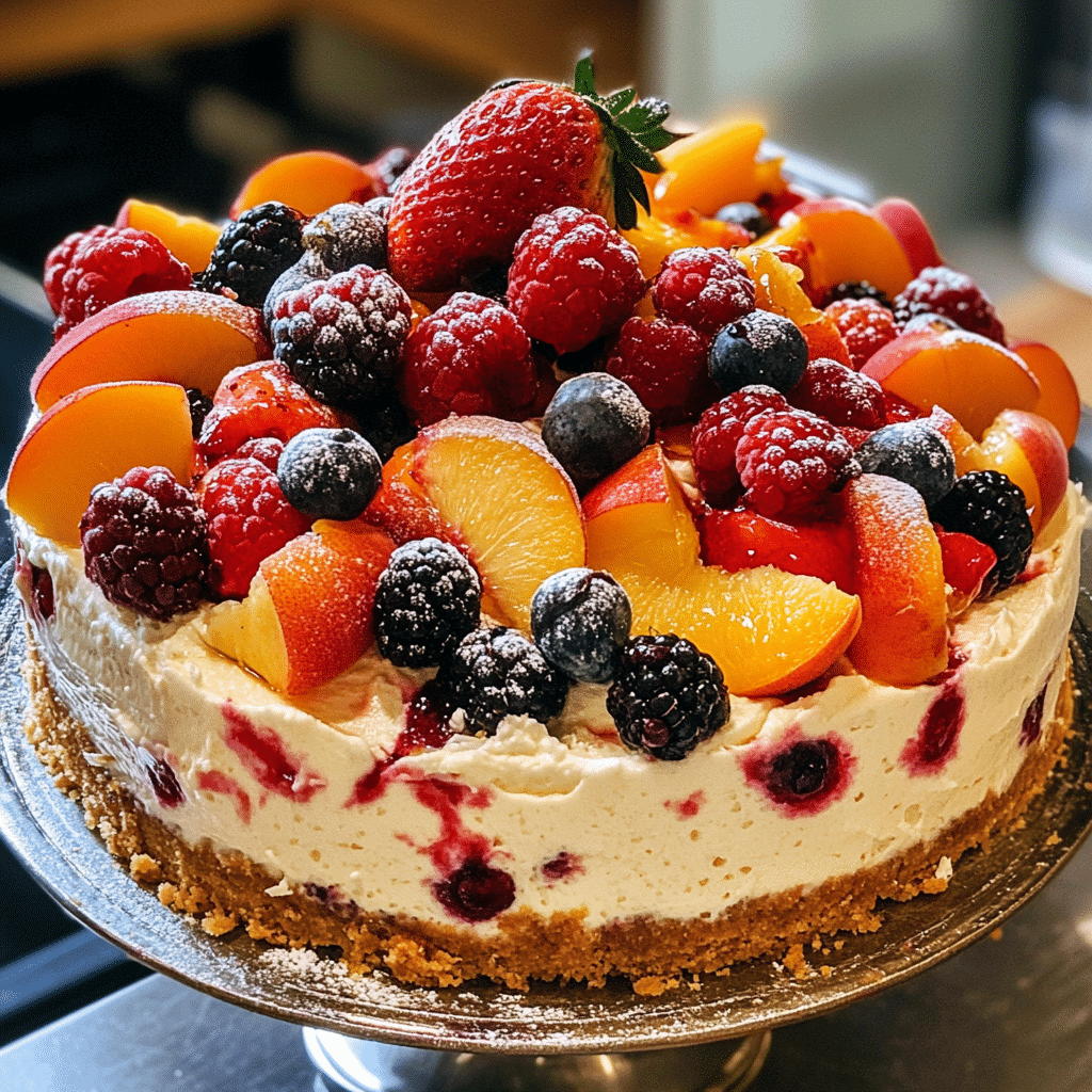 Summer Berry & Peach Cheesecake