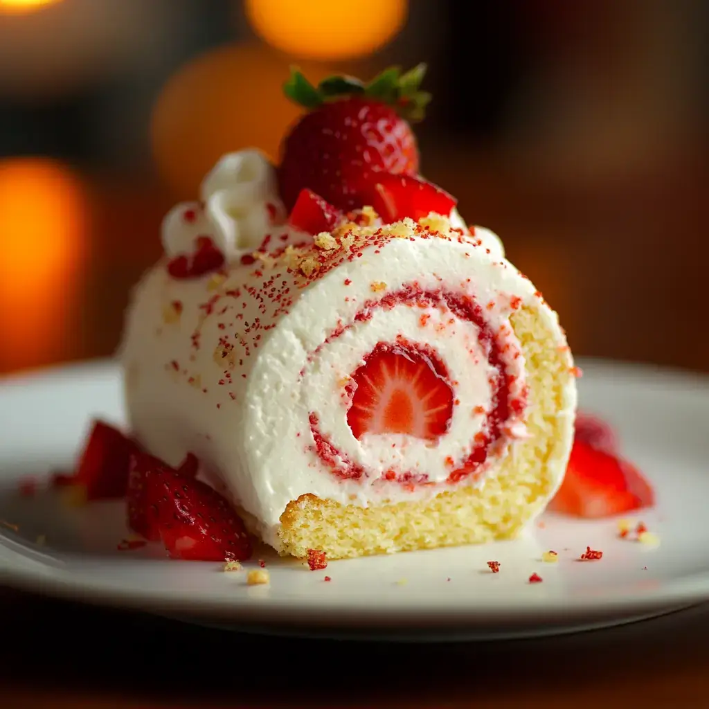 Homemade Strawberry Shortcake Cheesecake Roll