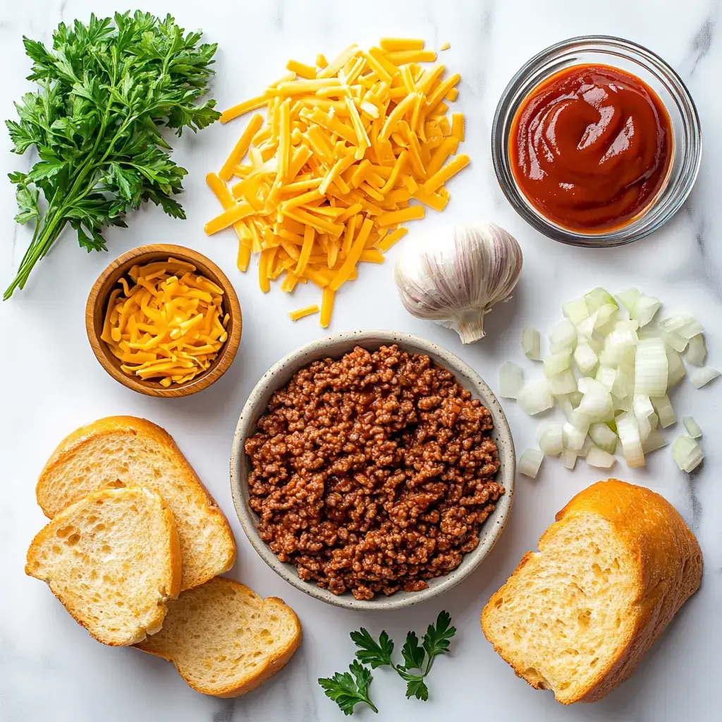 Cheesy Garlic Bread Sloppy Joes