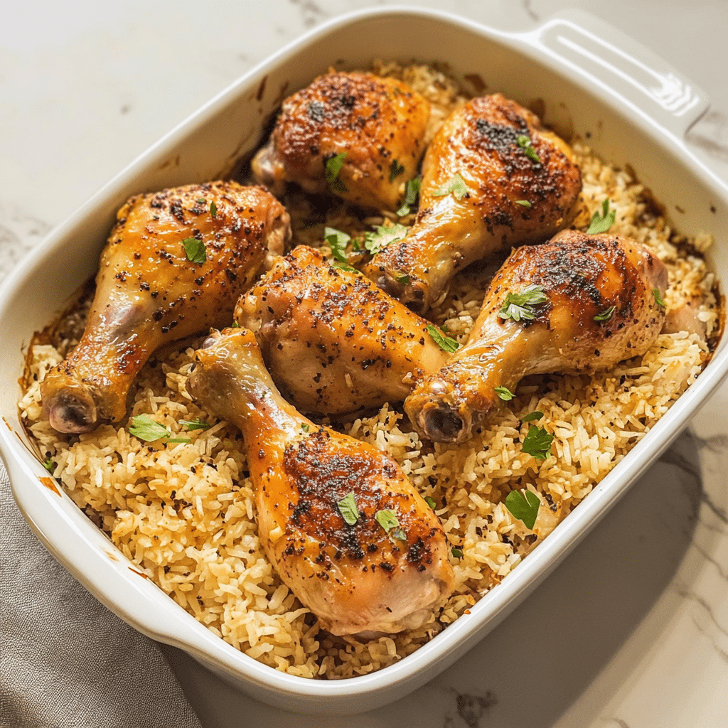 Baked Chicken Legs and Rice