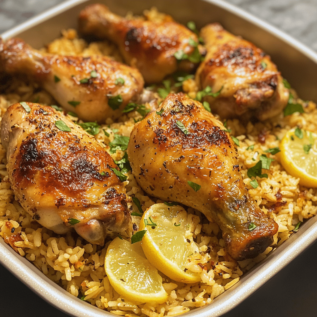 Baked Chicken Legs and Rice