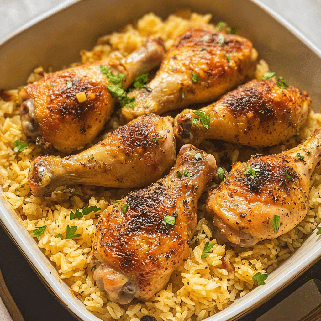 Baked Chicken Legs and Rice