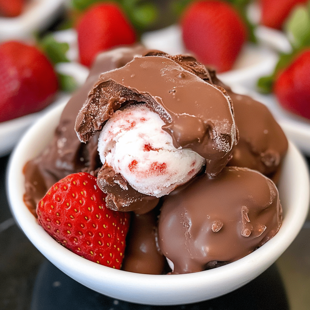 Chocolate Strawberry Frozen Yogurt Bites