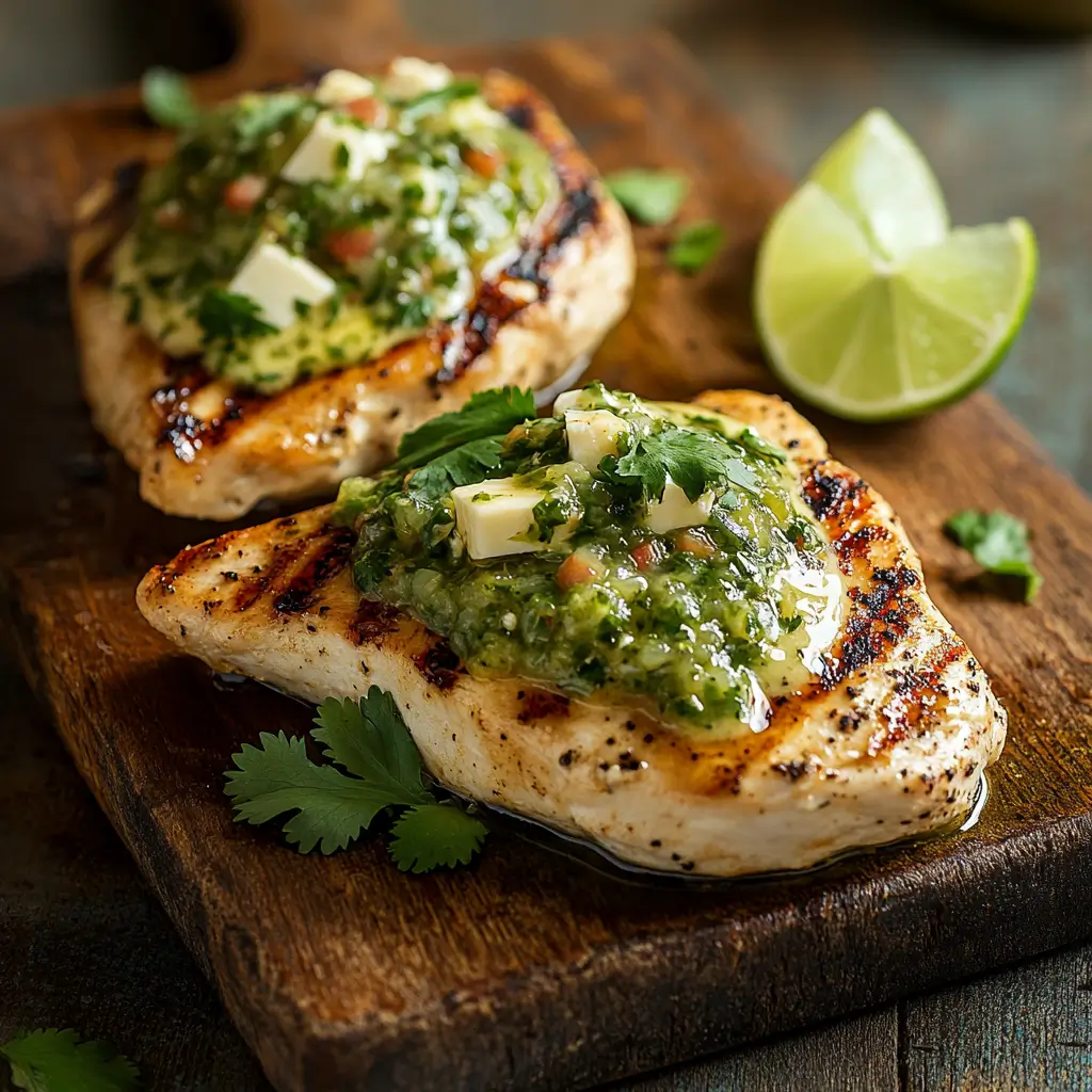 Grilled Salsa Verde Pepper Jack Chicken
