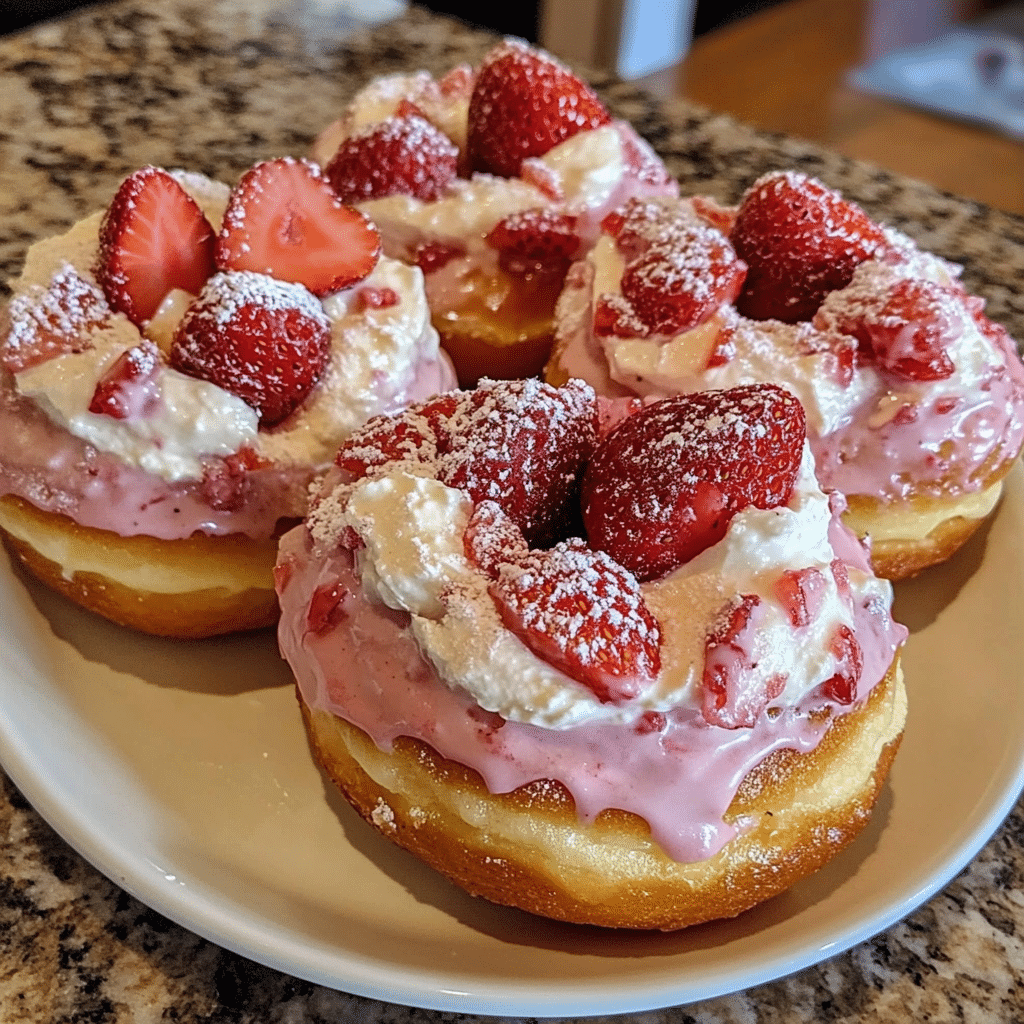 Strawberry Cheesecake Stuffed Donutrs