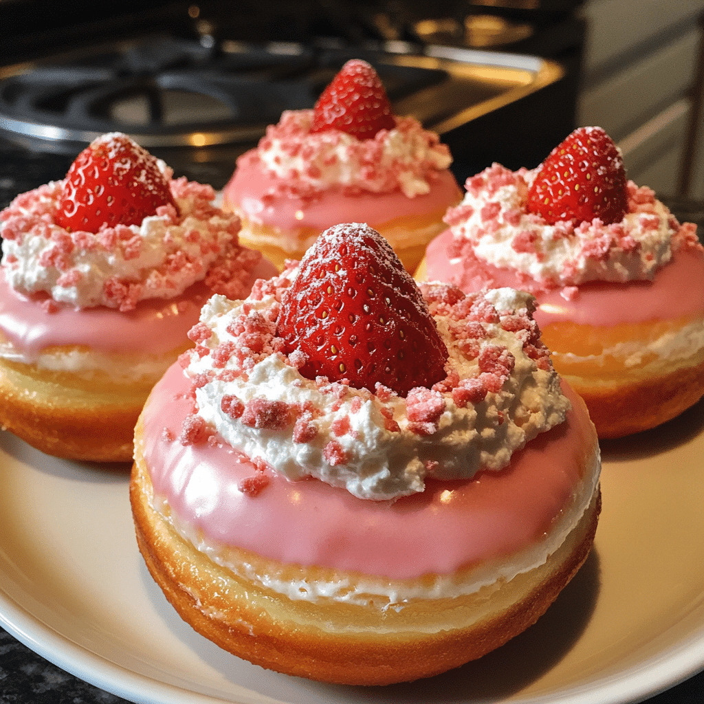 Strawberry Cheesecake Stuffed Donutrs 