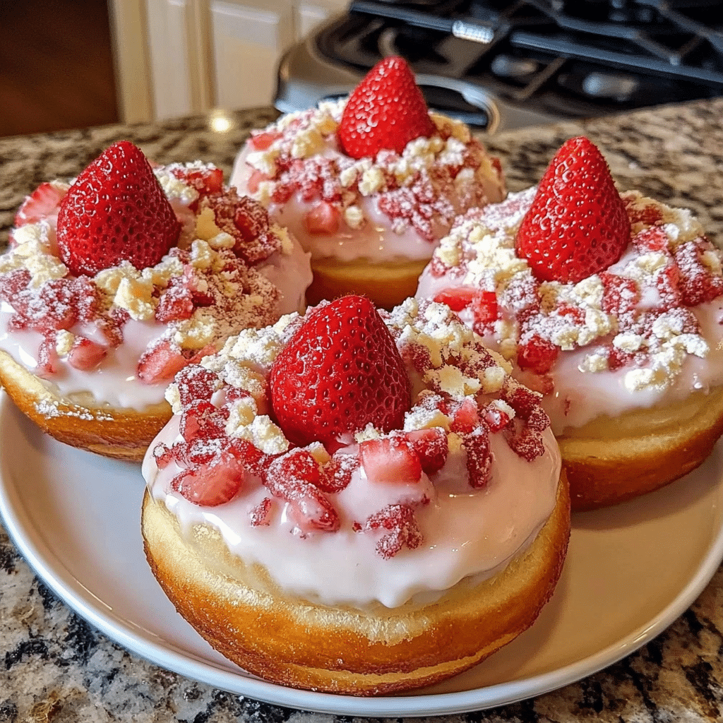 Strawberry Cheesecake Stuffed Donutrs 