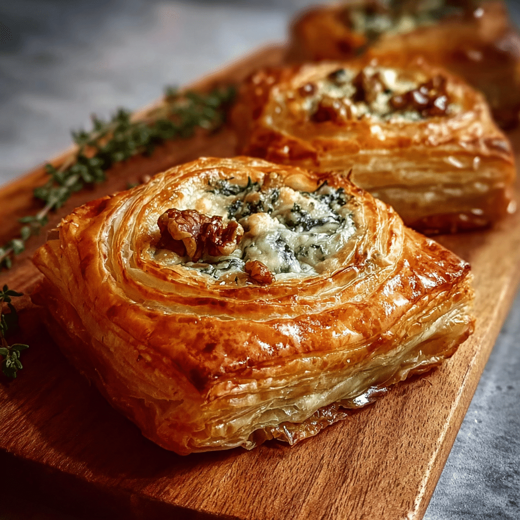 Blue Cheese Walnut Thyme Puff Pastry