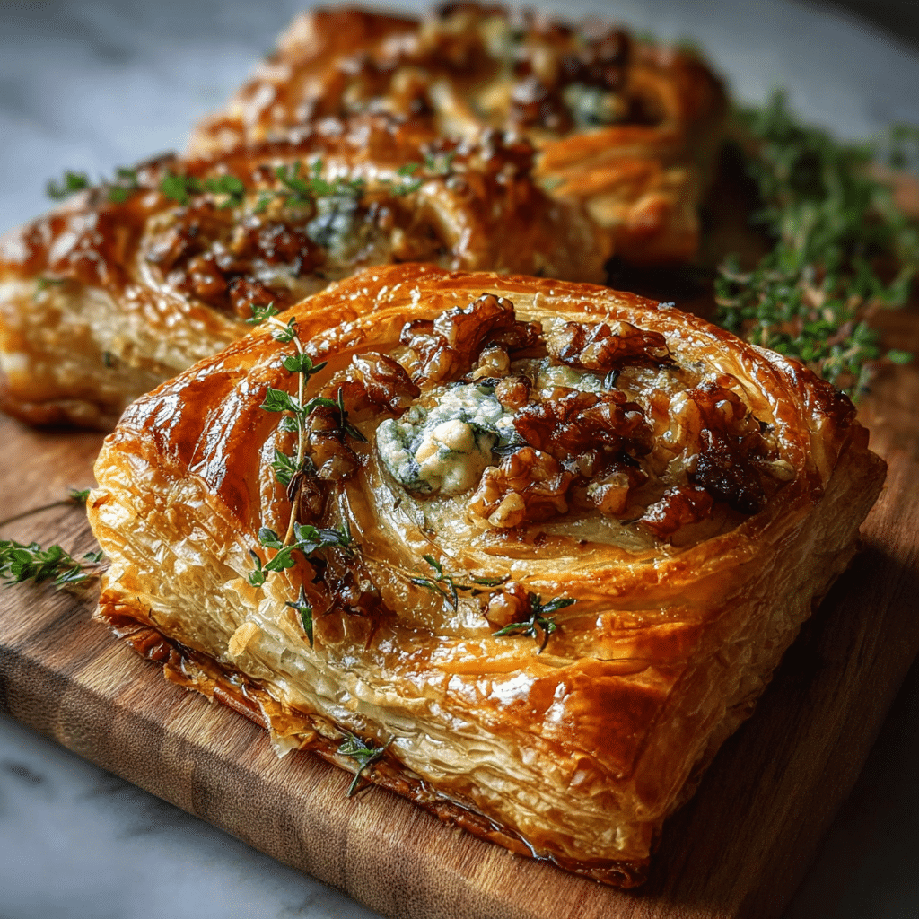 Blue Cheese Walnut Thyme Puff Pastry