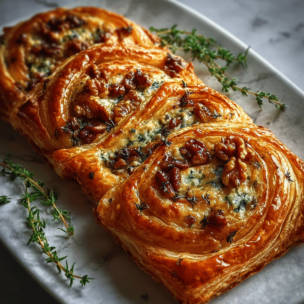 Blue Cheese Walnut Thyme Puff Pastry