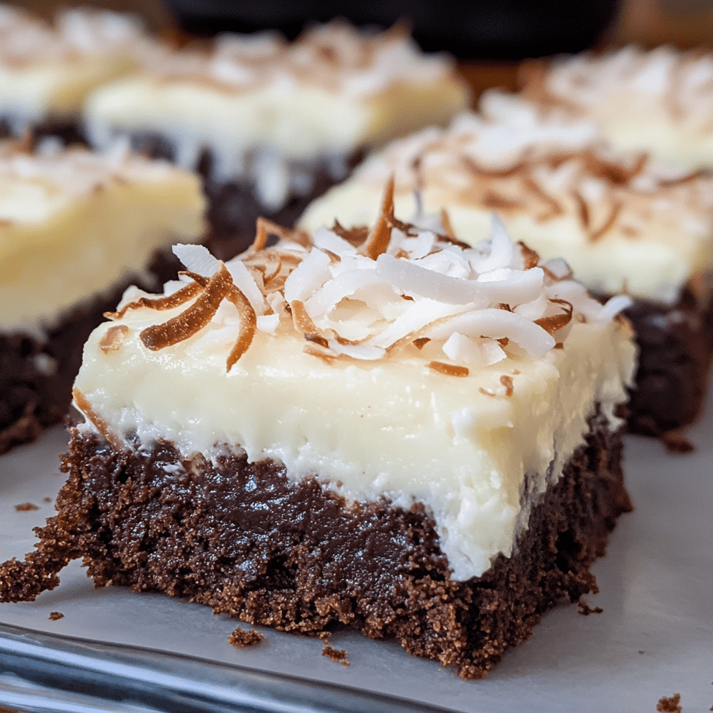 Coconut Cream Brownie Squares