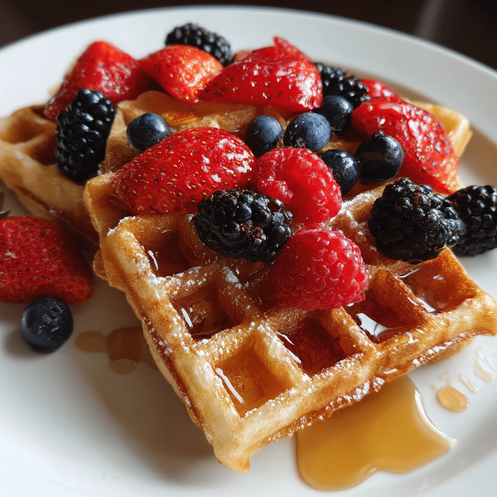 Crispy Waffles with Fresh Berries