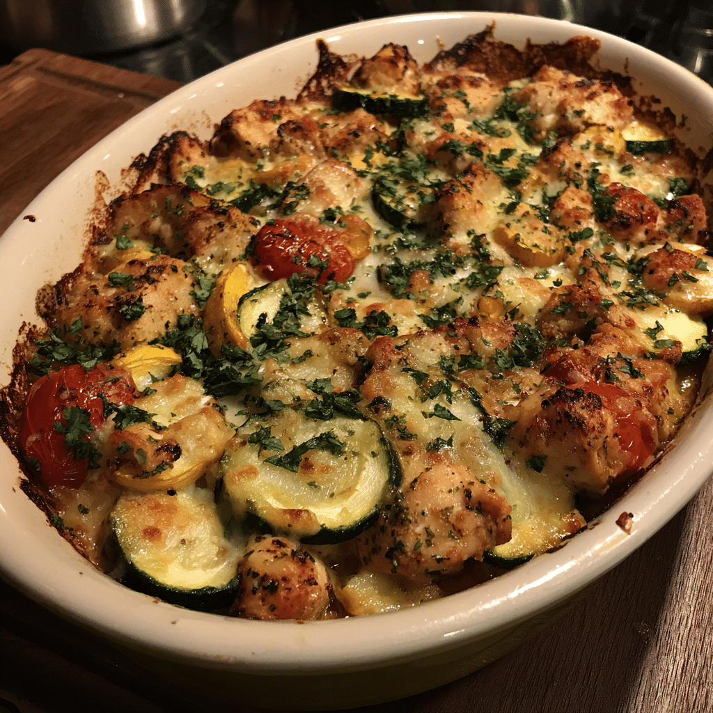 Mediterranean Chicken Zucchini Bake
