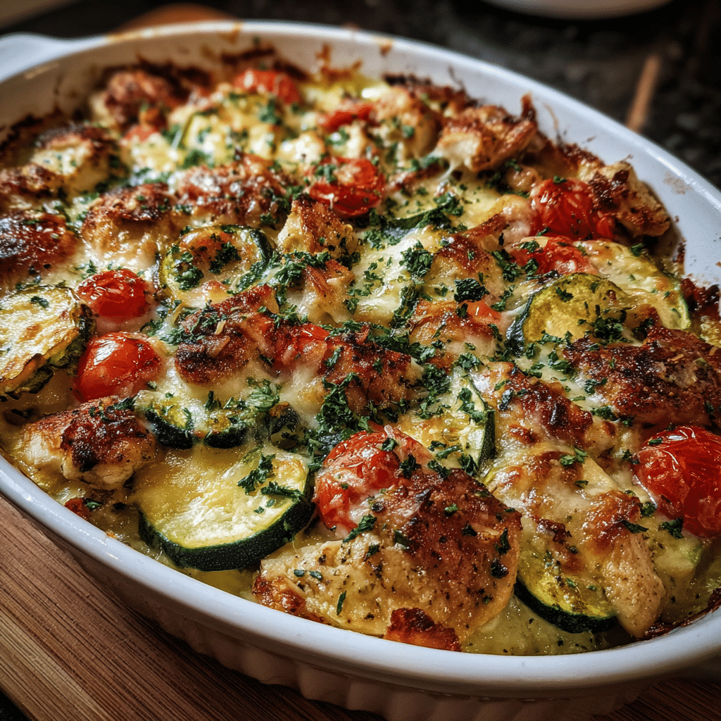 Mediterranean Chicken Zucchini Bake