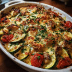 Mediterranean Chicken Zucchini Bake