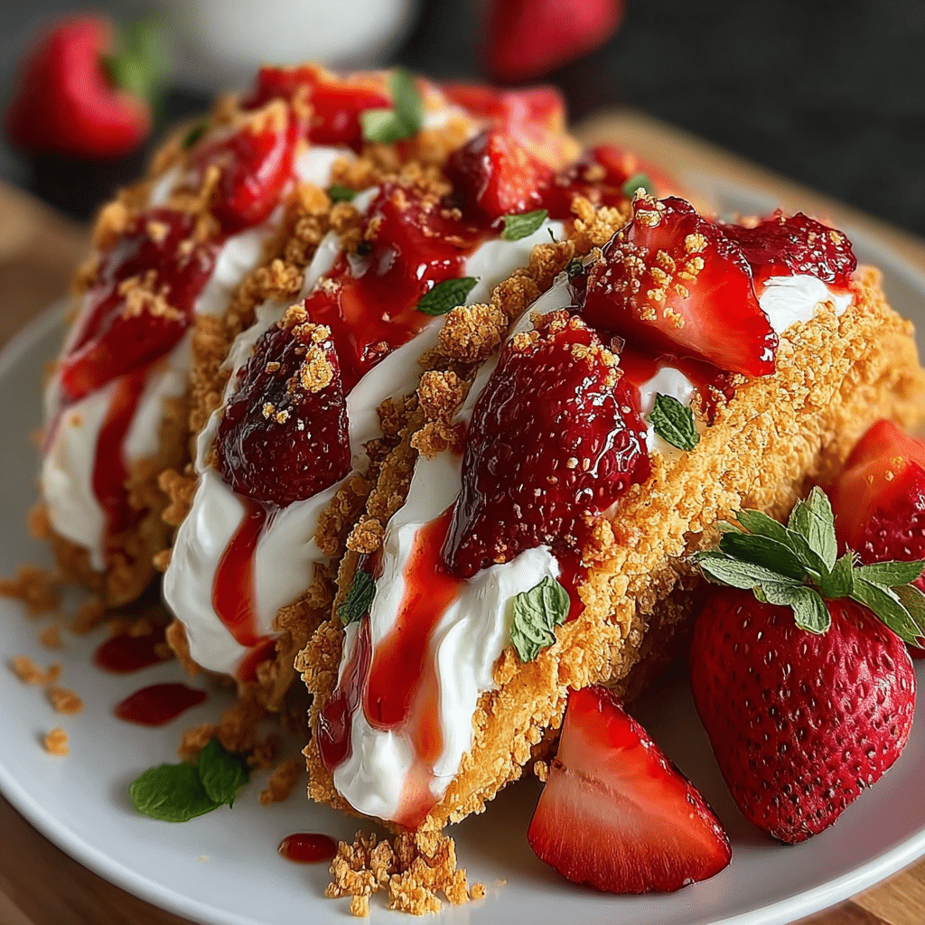 Strawberry Crunch Cheesecake Tacos