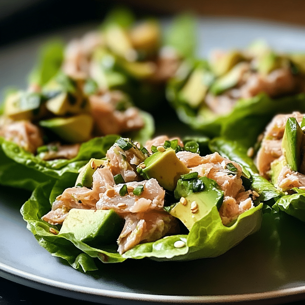 Tuna and avocado lettuce cups