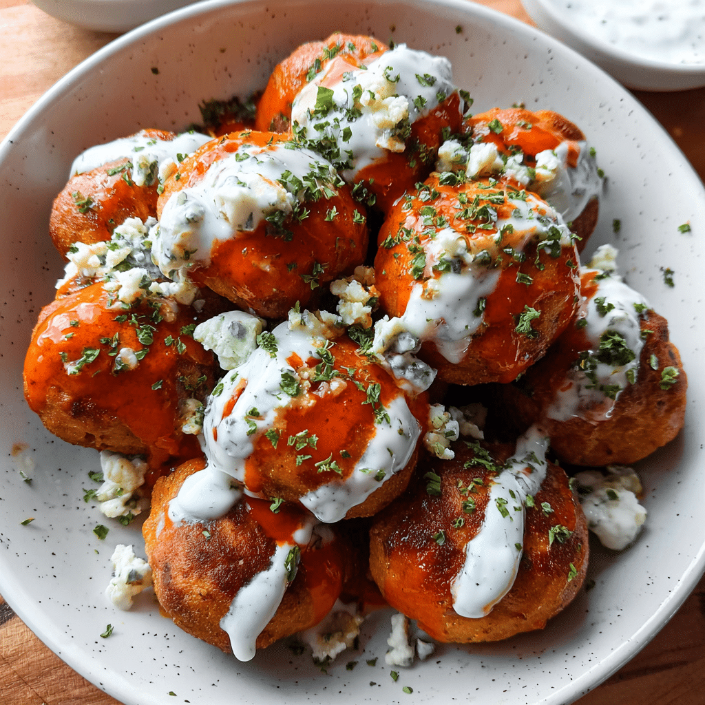 Buffalo Chickpea Meatballs