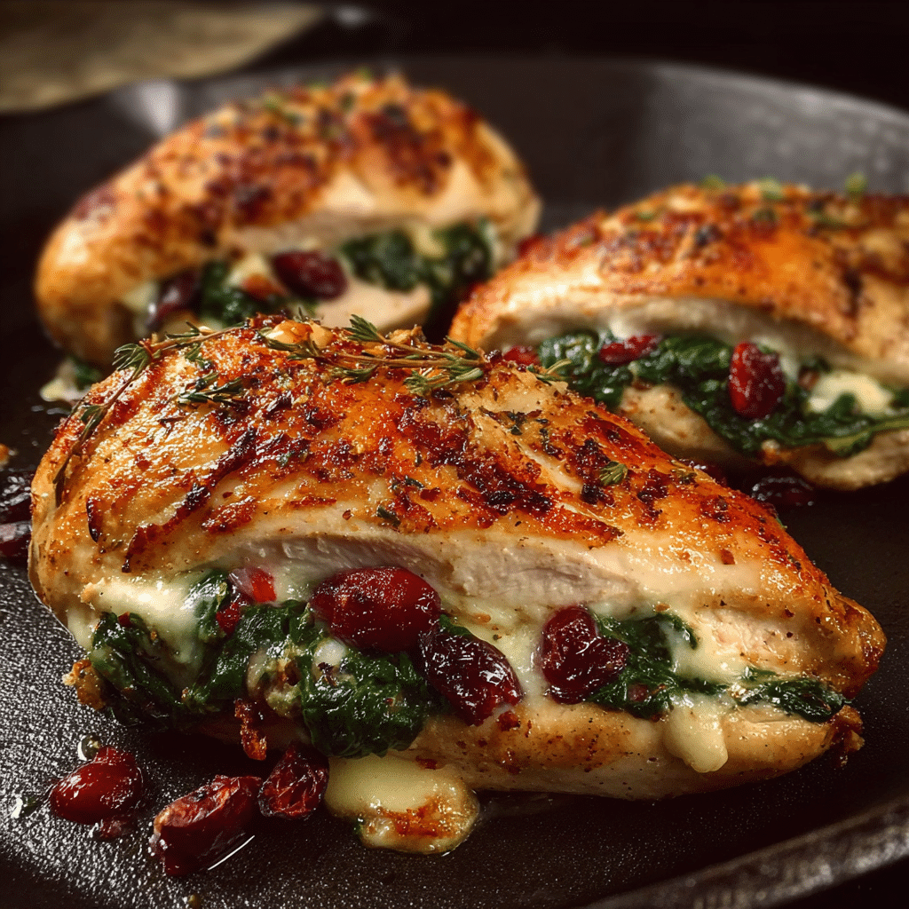 Cranberry Spinach Stuffed Chicken