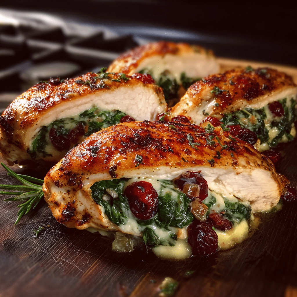 Cranberry Spinach Stuffed Chicken