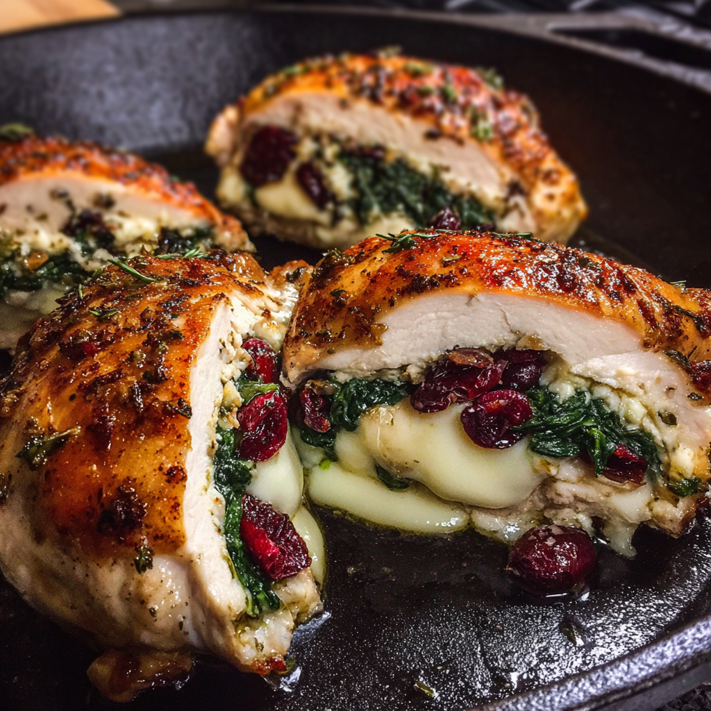 Cranberry Spinach Stuffed Chicken