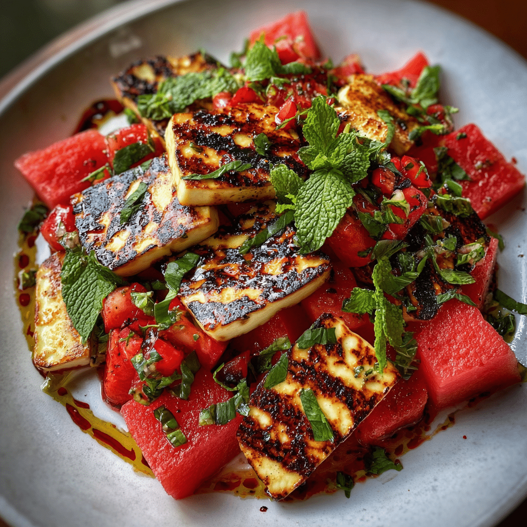 Grilled Halloumi Watermelon Salad