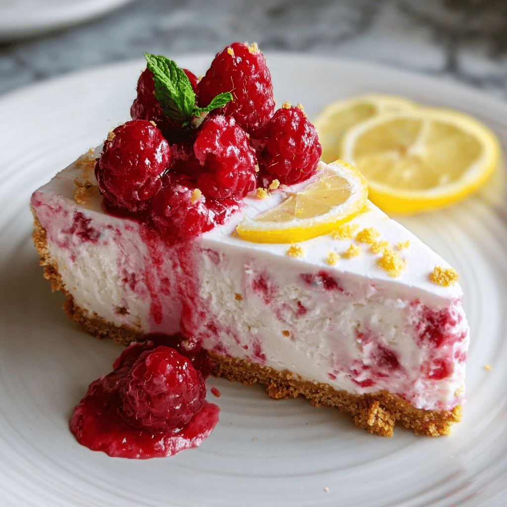 No-Bake Lemon Raspberry Cheesecake