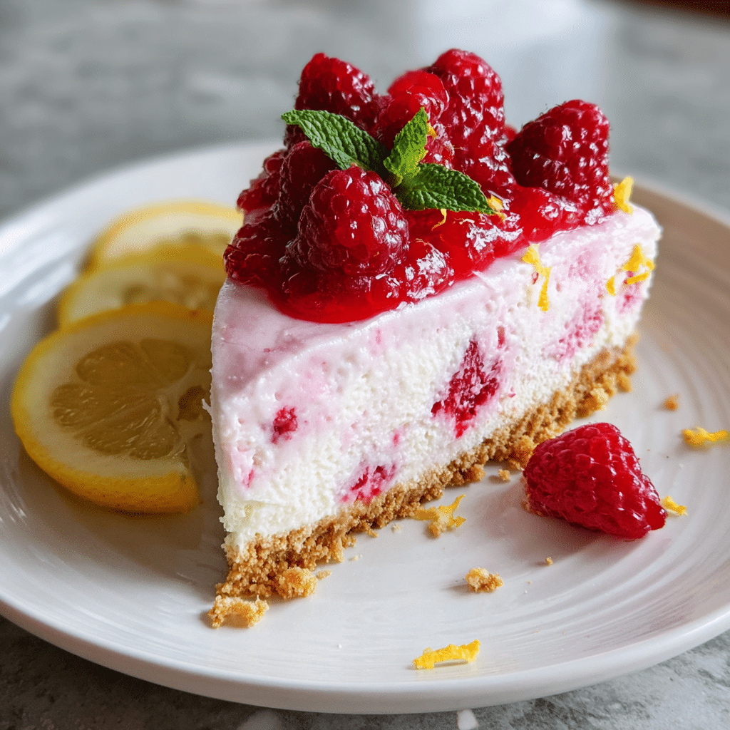 No-Bake Lemon Raspberry Cheesecake