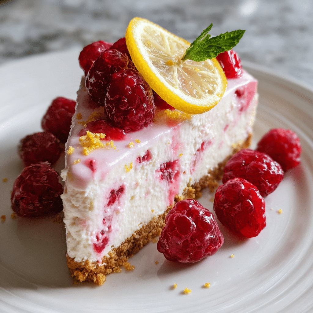 No-Bake Lemon Raspberry Cheesecake