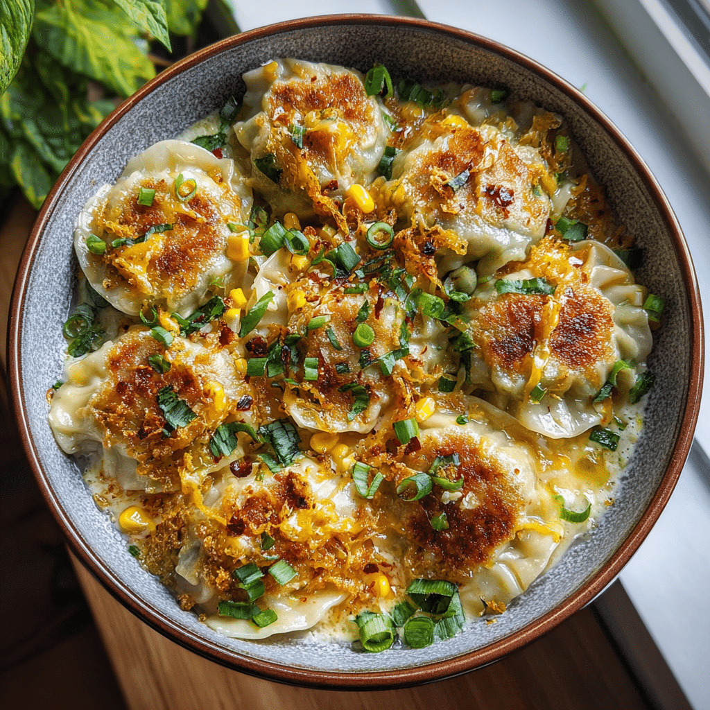 One Pan Sweet Corn Coconut Dumplings
