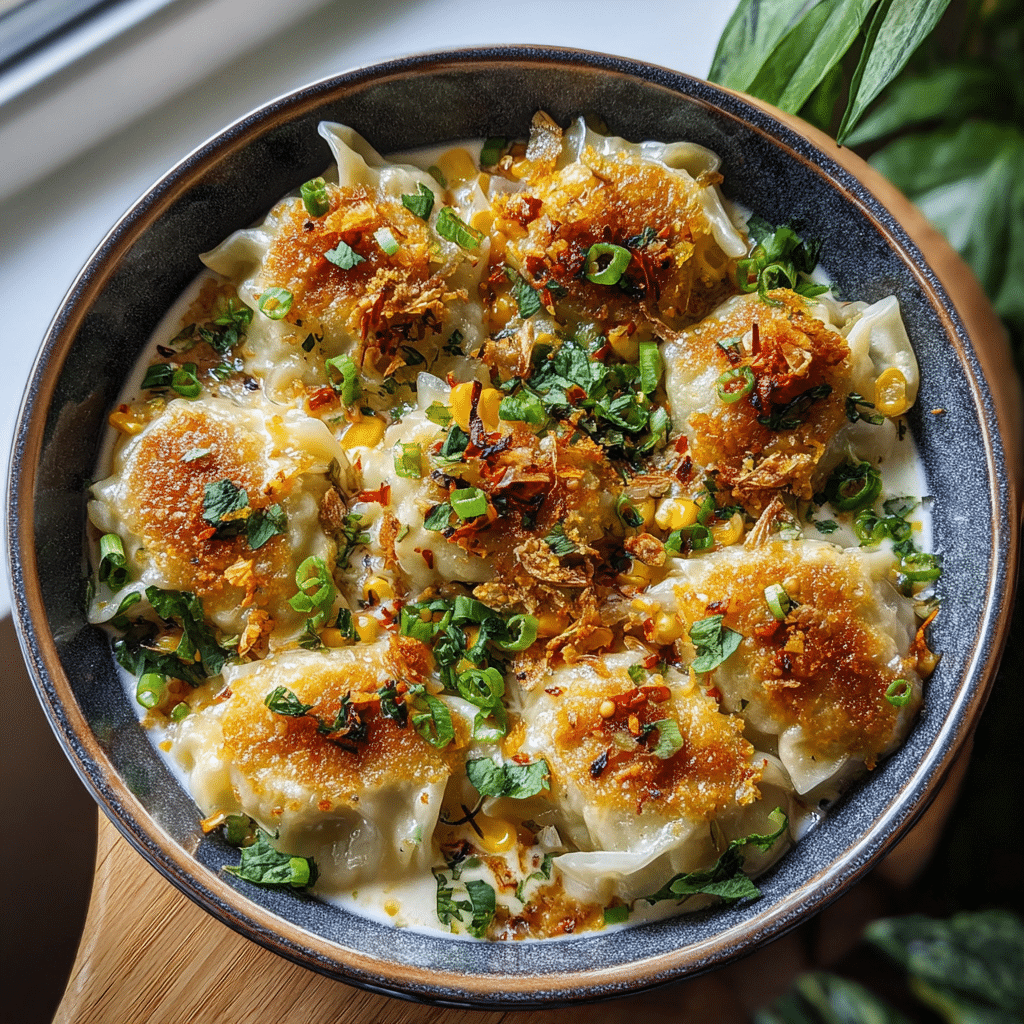 One Pan Sweet Corn Coconut Dumplings