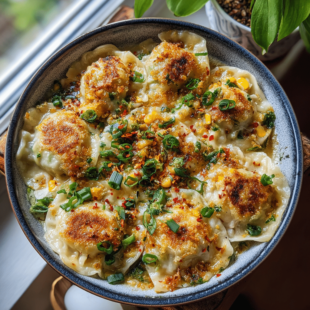 One Pan Sweet Corn Coconut Dumplings