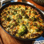 One Pan Wild Rice Cheesy Broccoli Casserole