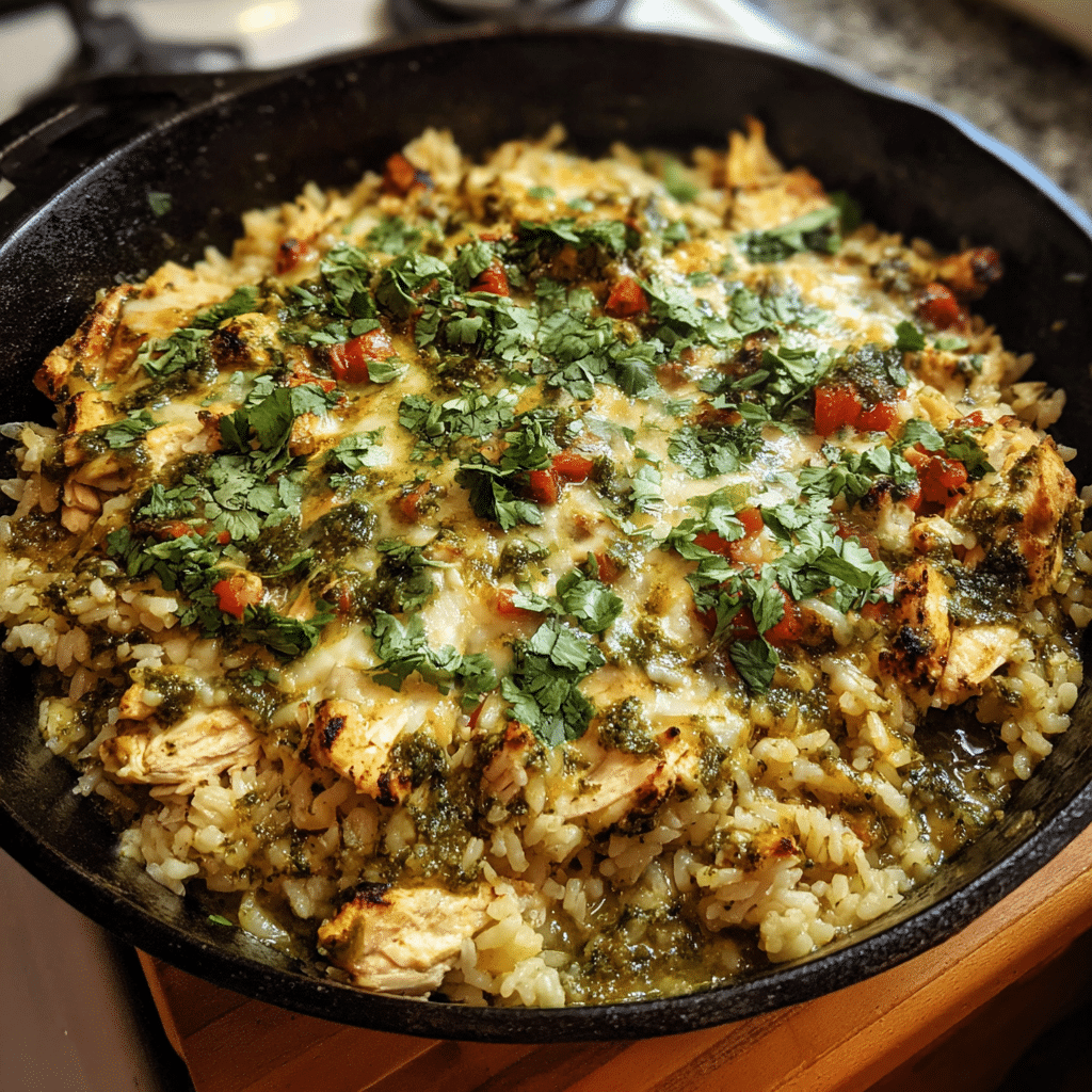 Salsa Verde Chicken & Rice Skillet