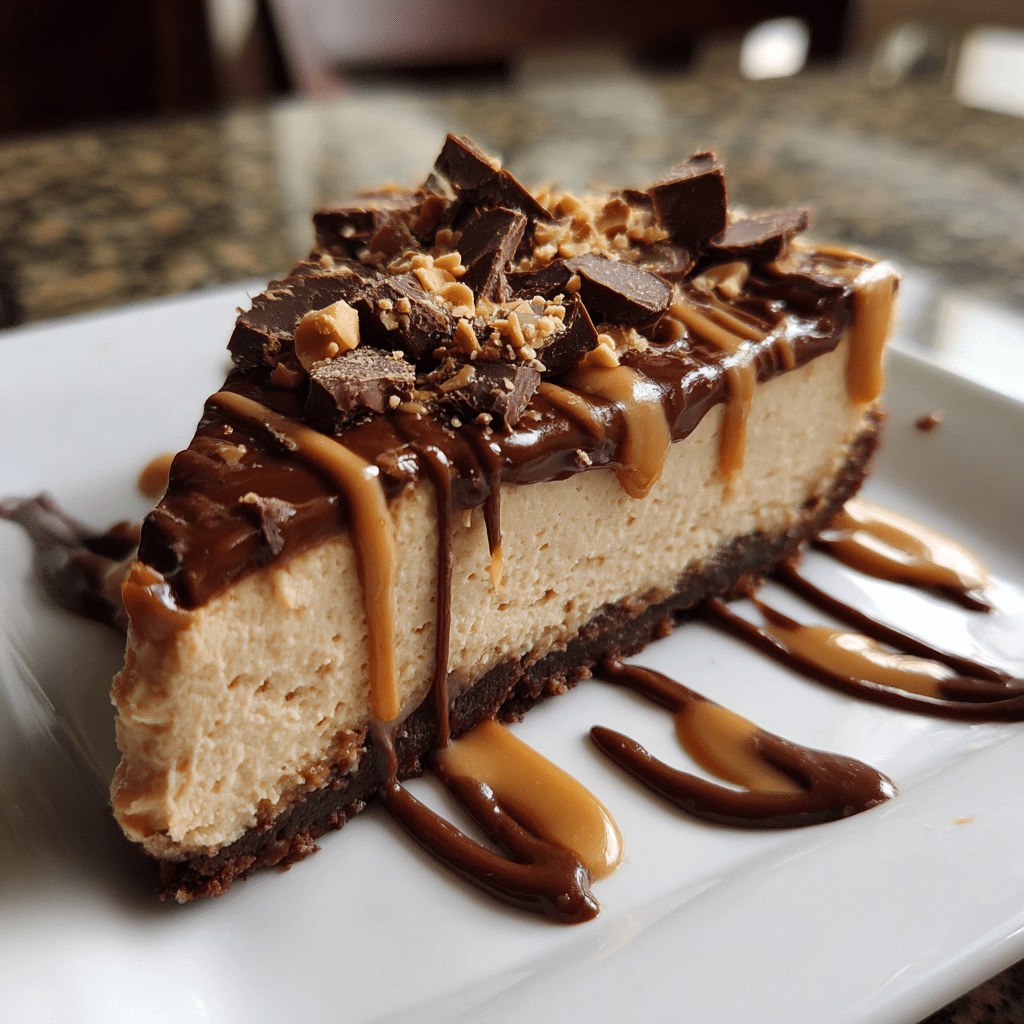 Skinny Peanut Butter Chocolate Protein Cheesecake