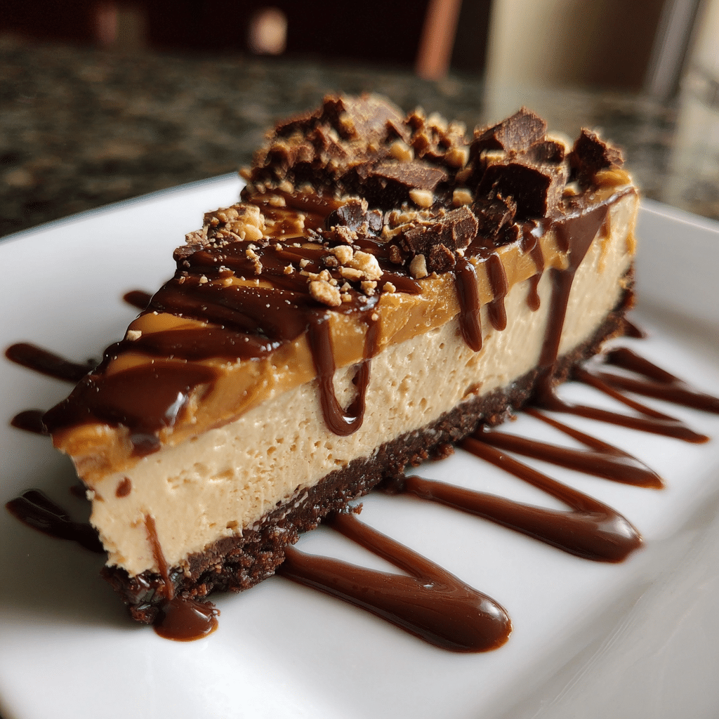Skinny Peanut Butter Chocolate Protein Cheesecake