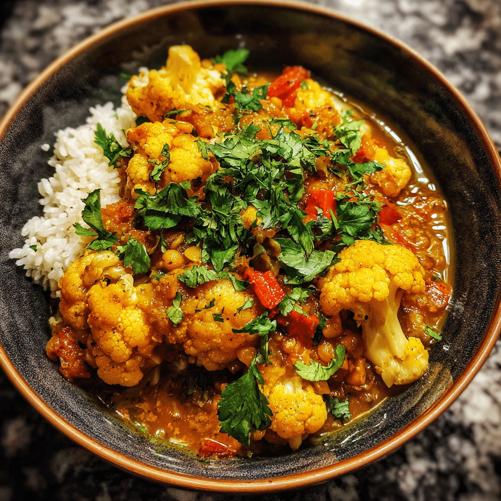 Slow Cooker Cauliflower Lentil Curry