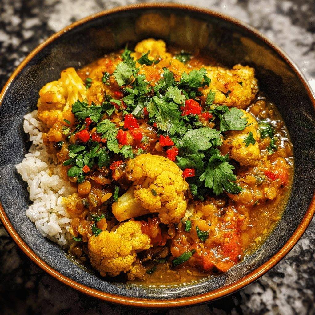 Slow Cooker Cauliflower Lentil Curry