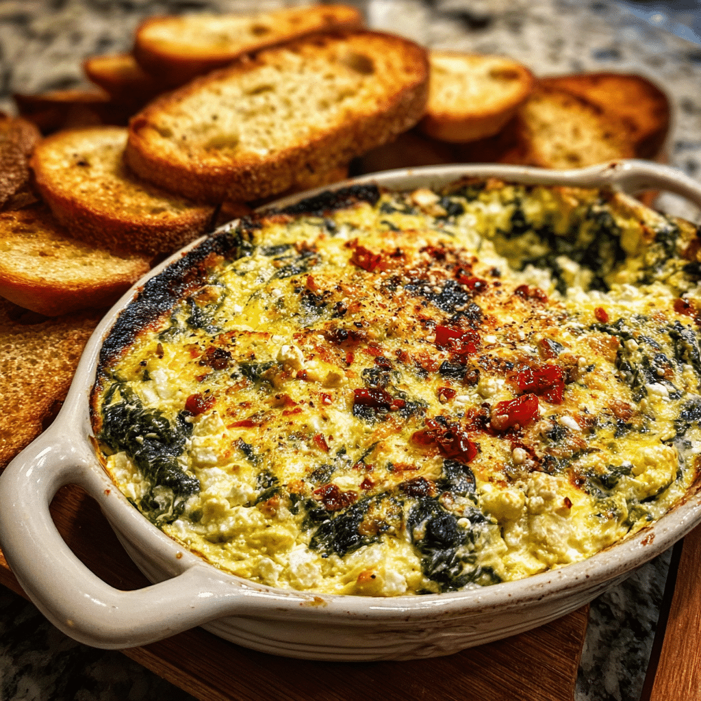 Spinach and Pepperoncini Baked Feta Dip