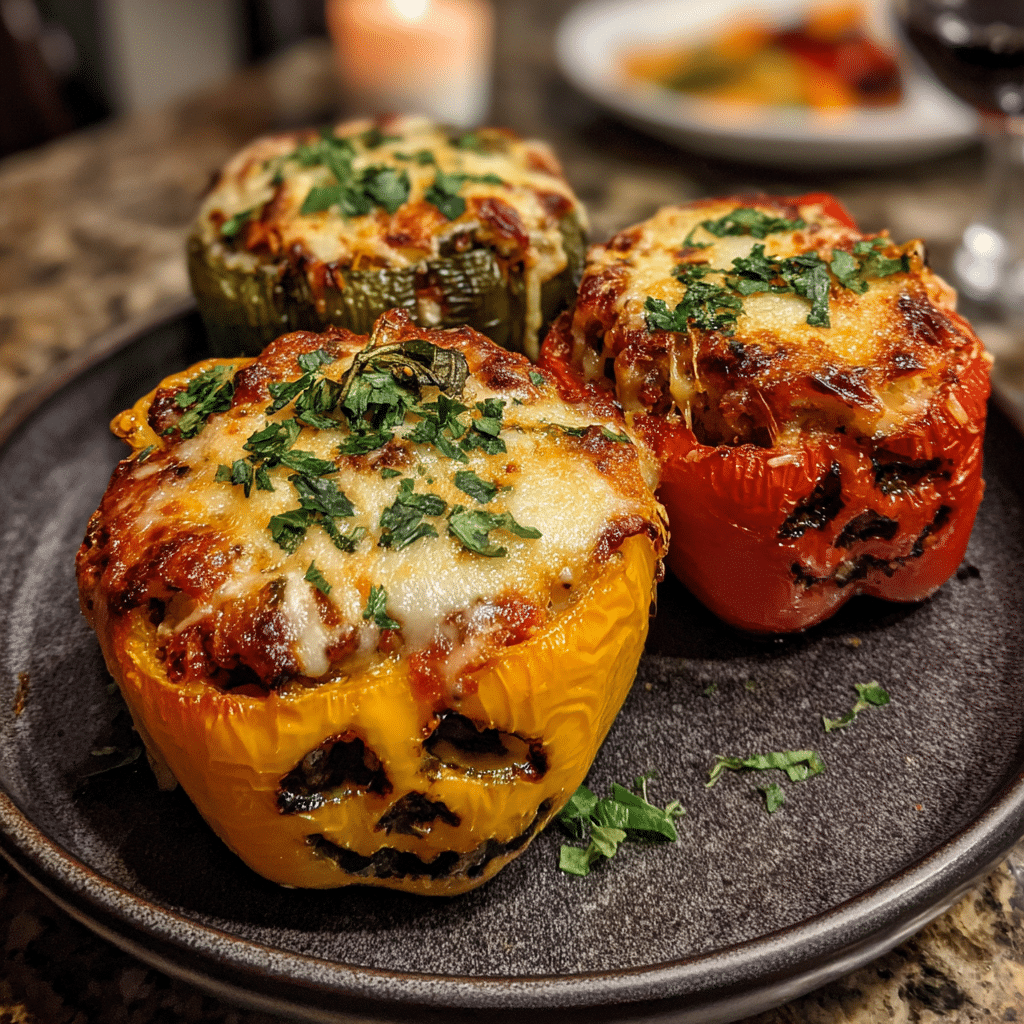 Spooky Stuffed Bell Peppers
