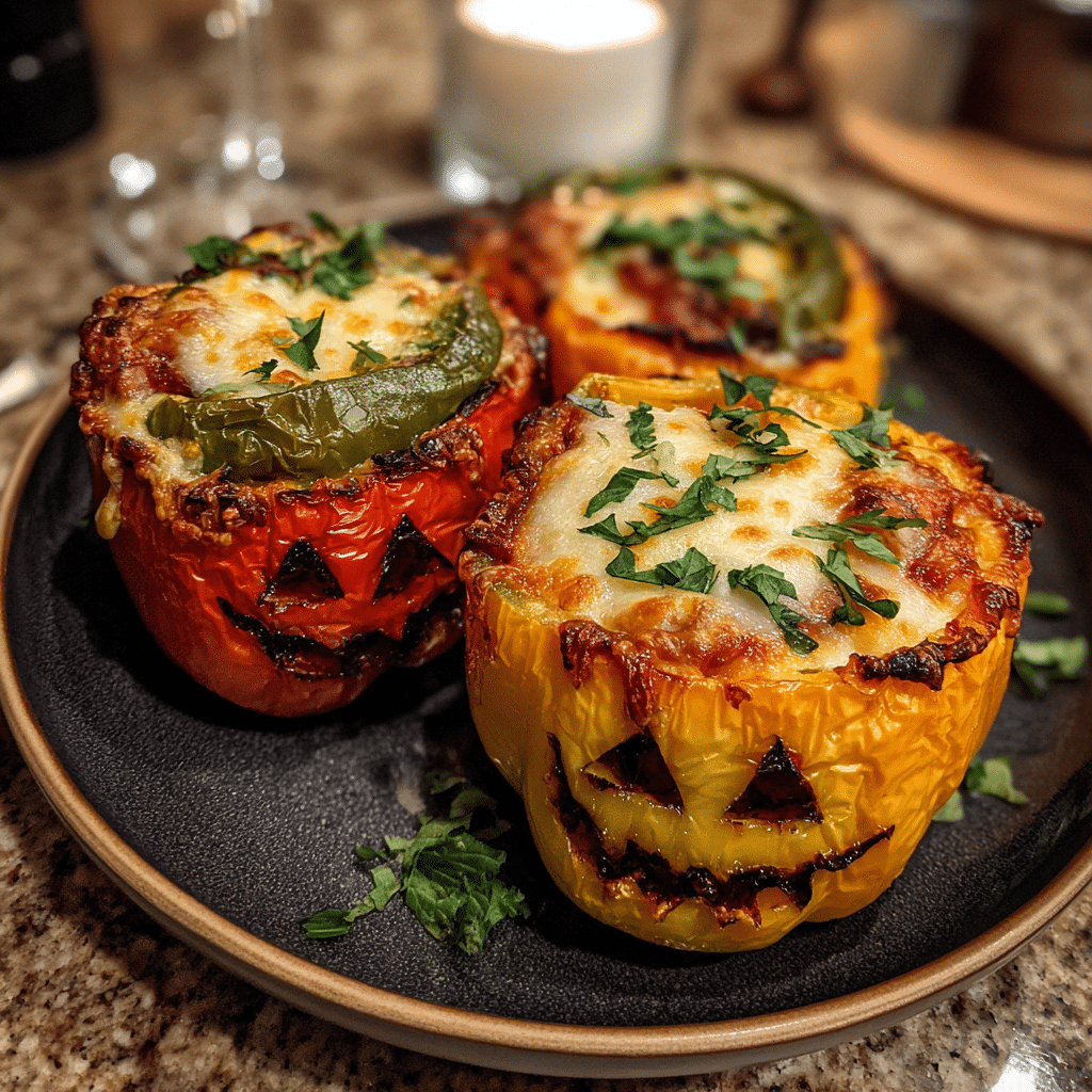 Spooky Stuffed Bell Peppers