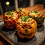 Spooky Stuffed Bell Peppers