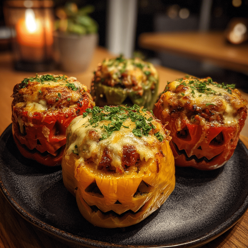 Spooky Stuffed Bell Peppers