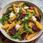 Autumn Roasted Beet and Goat Cheese Pasta Salad