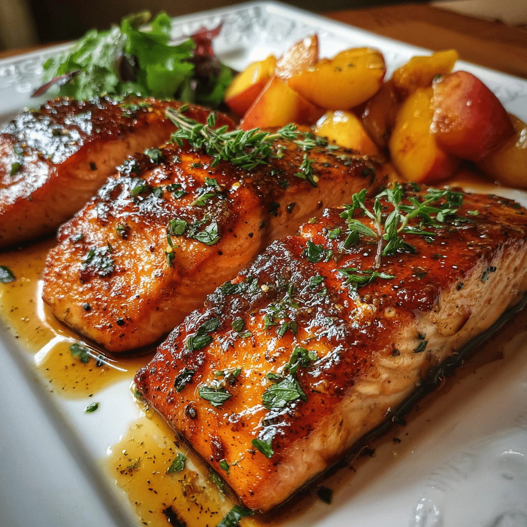 Bourbon Peach Roasted Salmon