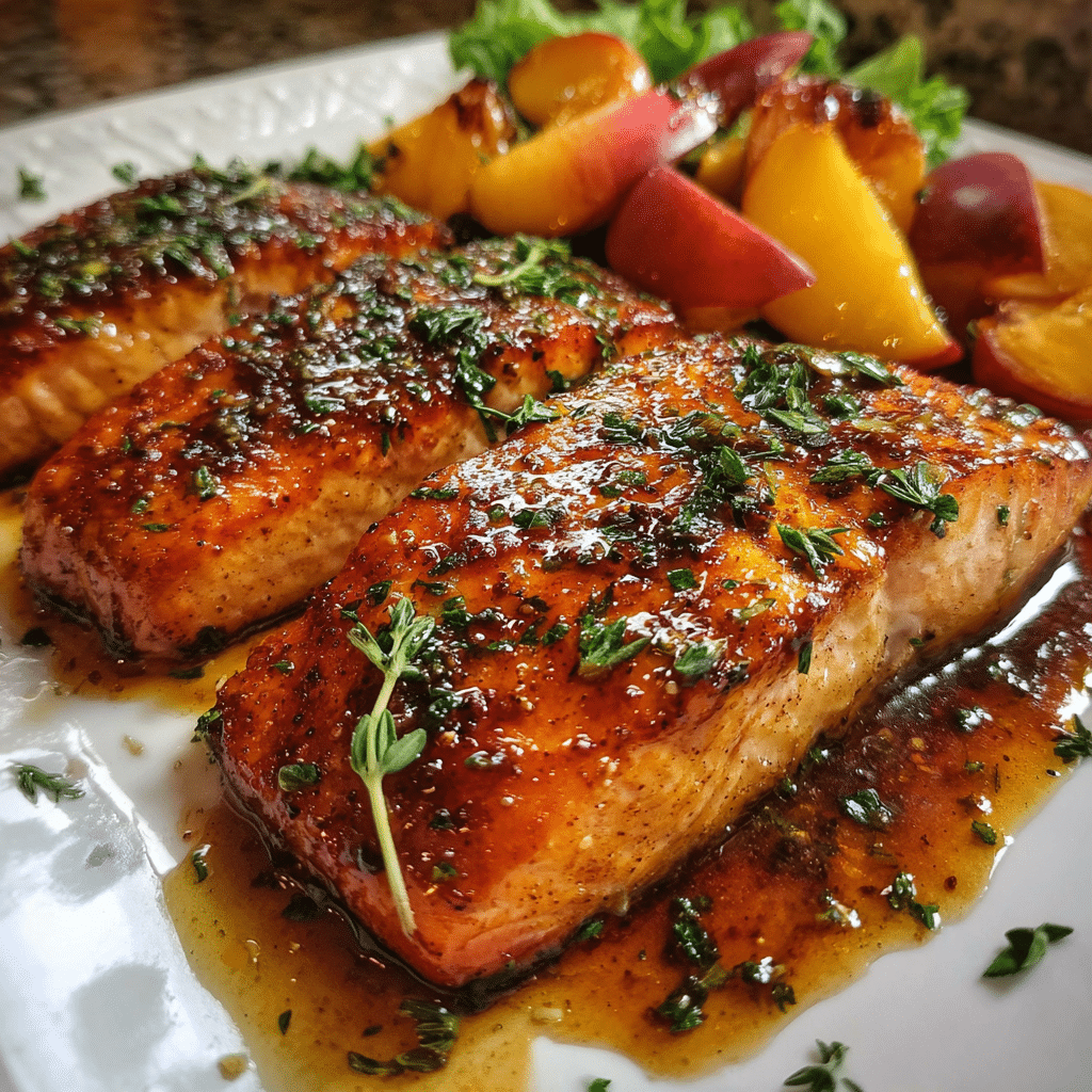 Bourbon Peach Roasted Salmon